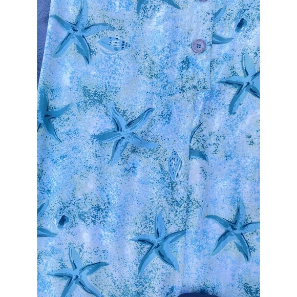 Vtg Sleeveless Maxi Dress Size S Small Square Neck Pocket Starfish Print Rayon - Picture 15 of 16